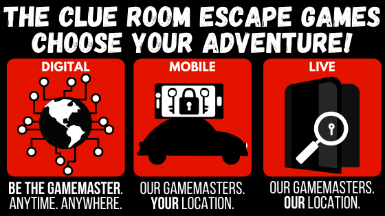 Learn more about The Clue Room's Digital Escape Games, Mobile Escape Games, and Live Escape Games